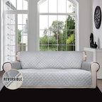 Easy-Going 4 Seater Sofa Slipcover Reversible Sofa Cover Water Resistant Couch Cover with Foam Sticks Elastic Straps Furniture Protector for Pets Children Dog Cat (XX-Large, Light Gray/Ivory)