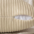 MIULEE Cream Decorative Lumbar Throw Pillow Covers 12x20 Inch for Couch Bed Sofa Pack of 2 Boho Neutral Farmhouse Throw Pillows Soft Cross Corduroy Patchwork Textured Cushion Cases