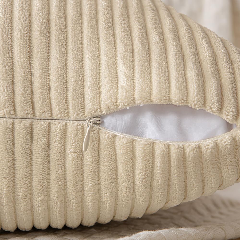 MIULEE Natural Beige Decorative Throw Pillow Covers for Couch 18x18 Inch
