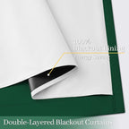 Yakamok 100% Blackout Curtain Panels 84 inches Cold and Light Blocking Drapes for Nursery, 2 Thick Layers Thermal Insulated Draperies (2 Pieces, 50 Wide Each Panel, Dark Green/White Backing)