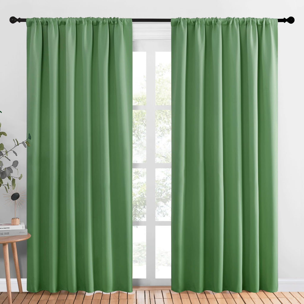 NICETOWN Living Room Curtains, Blackout Draperies, Froest Green, 1 Pair, 70 x 84-inch, Home Decorations Thermal Insulated Solid Rod Pocket Blackout Drapes for Cafe