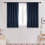 Deconovo Short Blackout Curtains for Small Windows, Thermal Insulated Rod Pocket and Back Tab Curtains, 42W x 45L Inch, Navy Blue, 2 Panels