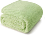 Whale Flotilla Extra Large Fuzzy Fleece Throw Blanket for Couch, 50x70 Inch Fluffy Warm Soft Jacquard Blankets for All Season, Lightweight and Cozy, Light Green