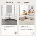 HOMERILLA Sectional Couch Covers for Sectional Sofa L Shaped Sofa Cover Blanket 2 Pieces L Shape Furniture Protector for Pets Dogs(Khaki White, X-Large)