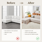 HOMERILLA 2 Piece Sectional Couch Cover for L Shape Sofa Khaki White XL