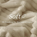 BEDELITE Blankets Queen Size for Bed, 300GSM Soft & Warm Fleece Blanket, Decorative and Giftable Striped Linen Blankets for Women, Men, 90"x90"