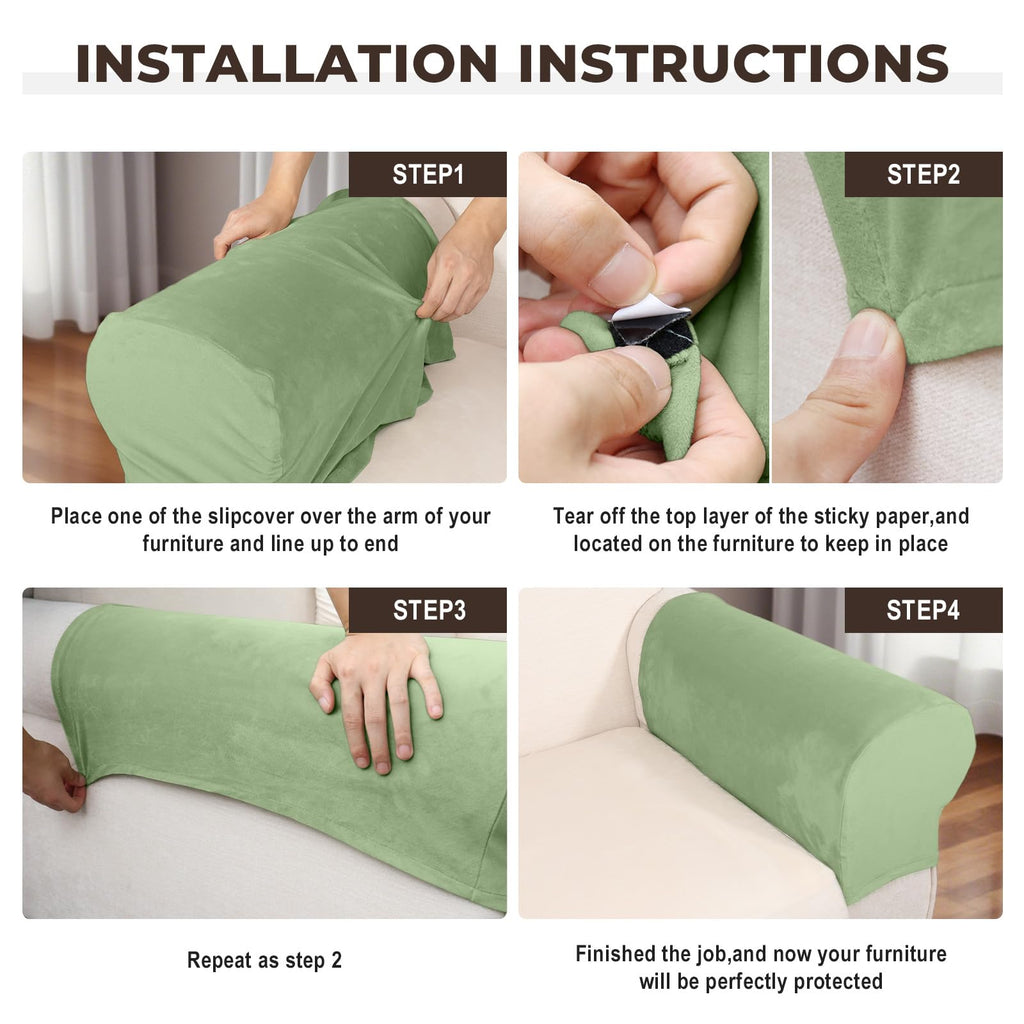 Taque Couch Arm Covers 2 Pcs Sofa Armrest Covers Stretch Couch,Armrest Cover for Chairs Scratch-Resistant Sofa Arm Cover Armchair Slipcovers,Avocado Green