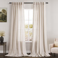 Beige Linen Sheer Curtains 102 Inches 2 Panels Set Back Tab Rod Pocket Extra Long Semi Sheer Light Filter Vintage Curtain Drapes Room Decor Aesthetic Curtains for Living Room High Window 42x102