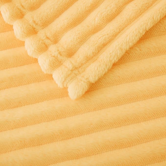 Light Yellow Fleece Throw Blanket 60”×80” for Couch Sofa Livingroom
