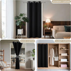 Joydeco Blackout Door Curtain for Doorway Privacy 72 Inches Long, Grommet Closet Curtain for Open Closet, Room Divider for Bedroom Living Room (Black, 52Wx72L, 1 Panel)