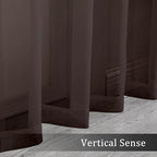 OWENIE Sheer Chocolate Curtains, Sheer Curtains 90 Inches Long 2 Panels Set, Rod Pocket Voile Fimly Sheer Drapes for Living Room/Bedroom, 2pcs, Chocolate, Each 42" W x 90" L