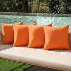 MIULEE Pack of 4 Decorative Outdoor Throw Pillow Covers Linen Waterproof Pillow Covers Summer Farmhouse Cushion Cases for Patio Garden Tent Balcony Couch Sofa 16x16 Inch Blue Green