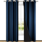 NICETOWN Blackout Curtains 80 inches Long, Full Light Blocking Drapes with Black Liner for Nursery, Thermal Insulated Draperies for Hall, Villa (Moroccan Blue, 2 Pieces, 42" Wide Each Panel)