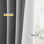 Yakamok 100% Blackout Curtain Panels 84 inches Cold and Light Blocking Drapes for Nursery, 2 Thick Layers Thermal Insulated Draperies (2 Pieces, 40 Wide Each Panel, Grey Front with White Backing)