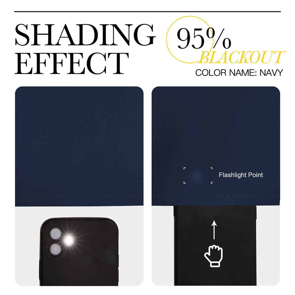 NICETOWN RV Blackout Curtains for Camper Windows, Kitchen Curtains, Short Blackout Drapes, Thermal Insulated Rod Pocket Window Treatment Draperies for Nursery (Navy, 42" x 36", Set of 2)