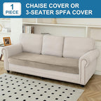 Couch Cover Velvet Chaise Cushion Cover for Sectional Sofas - Elastic L-Shaped Sofa Seat Covers Washable, Slipcover Protector (1-Piece, Taupe)