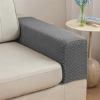 2Pcs Couch Arm Covers, Armrest Cover for Sofa, Sofa Arms Covers Washable Arms with Twist Pins Soft,Skin-Friendly for Pets (Texture Gray, Armrest Cover)