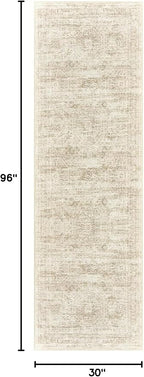 Washable Runner Rug, 2'6" x 8' Non-Slip Kitchen Vintage Foldable Hallway Runners for Entryway, Laundry, Bedroom, Beige