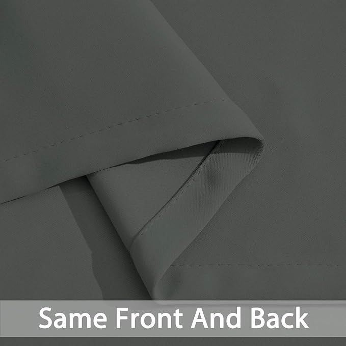 Yakamok Room Darkening Dark Gray Blackout Curtains Thermal Insulated Grommet Curtain Panels for Bedroom, 52W x 54L,Dark Grey, 2 Panels