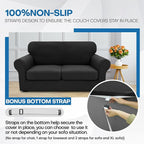 XINEAGE 2026 New 4 Pieces Couch Covers for 3 Cushion Couch Super Stretch Thick Soft Sofa Cover Anti Slip Sofa Slipcover Dogs Cats Furniture Protector (Black, 71"-91")