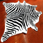 Zebra Print Rug Faux Animal Cowhide Skin Area Rug Leather Carpet Mat Large Size for Home Office Livingroom 7.9'x5.6'