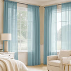 MIULEE Dusty Blue Sheer Curtains 108 Inches Long, 4 Panels Set, Light Filtering Rod Pocket Voile Drapes for Living Room and Bedroom, Airy Soft Fabric Window Treatments, 42 x 108 Inches