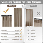 MIULEE Pinch Pleated Thick Linen Curtains 102 Inches Long 2 Panels for Living Room Bedroom, Linen Textured Drapes Pleat Back Tab Memory Trained Light Filtering Boho Grey Beige Window Curtains