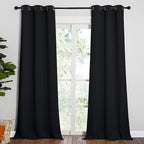 NICETOWN Black Out Curtain Panels - Home Decoration Thermal Insulated Solid Grommet Blackout Curtains/Drapes for Hall/Dining Room (Set of 2, 42 inches by 90 Inch, Black)