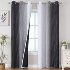 Estelar Textiler Thermal Insulated Blackout Curtains for Living Room, Ombre Black and Greyish White Blackout Drapes, Gradient Full Light Blocking Energy Saving Curtains for Bedroom, 42Wx84L, 2 Panels