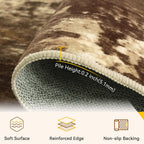 RELEANY Washable 5'x7' Abstract Area Rug for Living Room Brown Tan