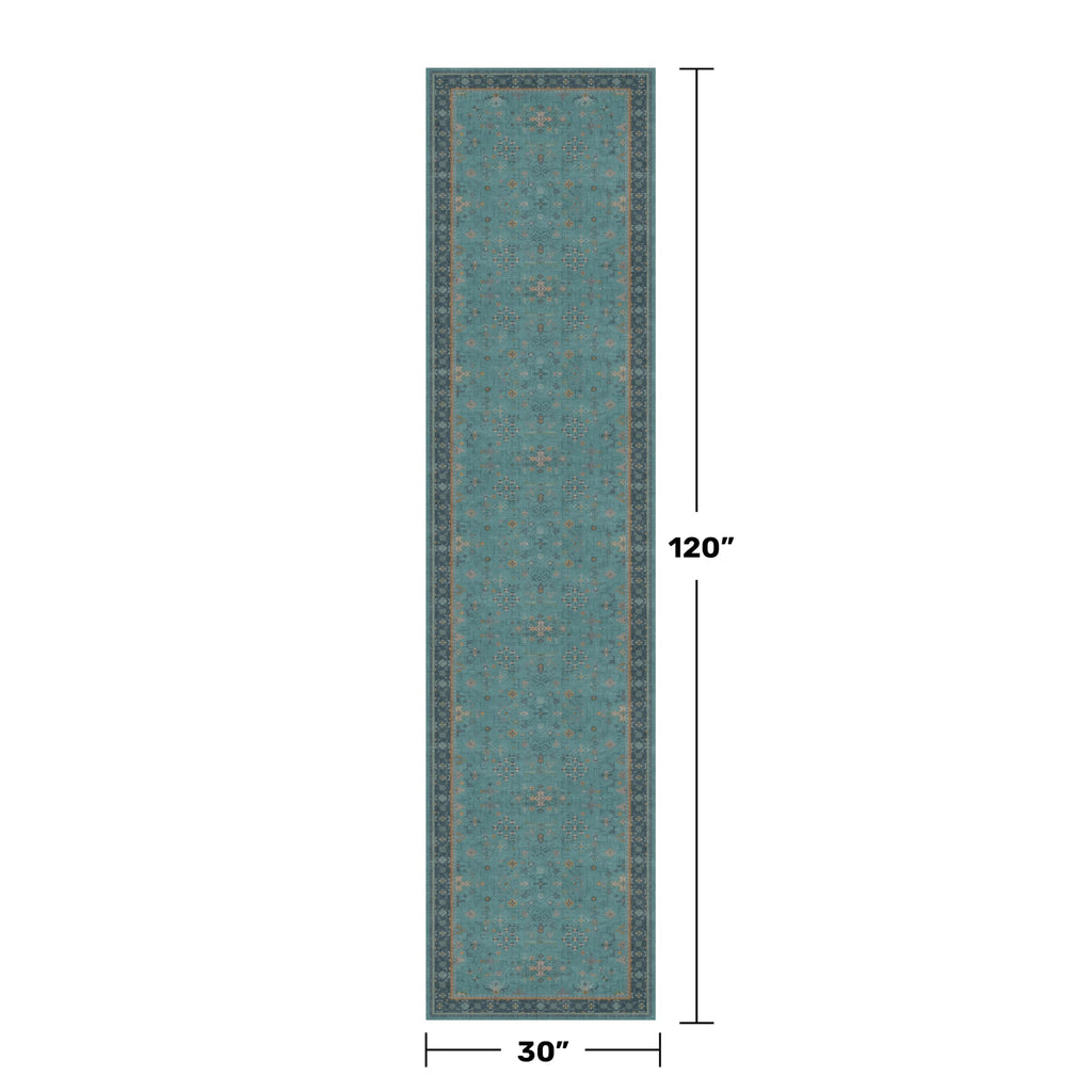 Boho 2'6"x10' Wide Hallway Runner Rugs - Teal 10ft Long Washable Indoor Floor Mats for Entryway, Non Slip with Rubber Backing, Floral Aqua Blue Unique Runner Décor