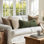 MIULEE Decorative Long Lumbar Throw Pillow Cover for Bed 14x36 Dark Olive Green Boho Farmhouse Neutral Couch Pillowcase Pack of 1 Accent Modern Sofa Cushion Livingroom Home Decor (Covers Only)