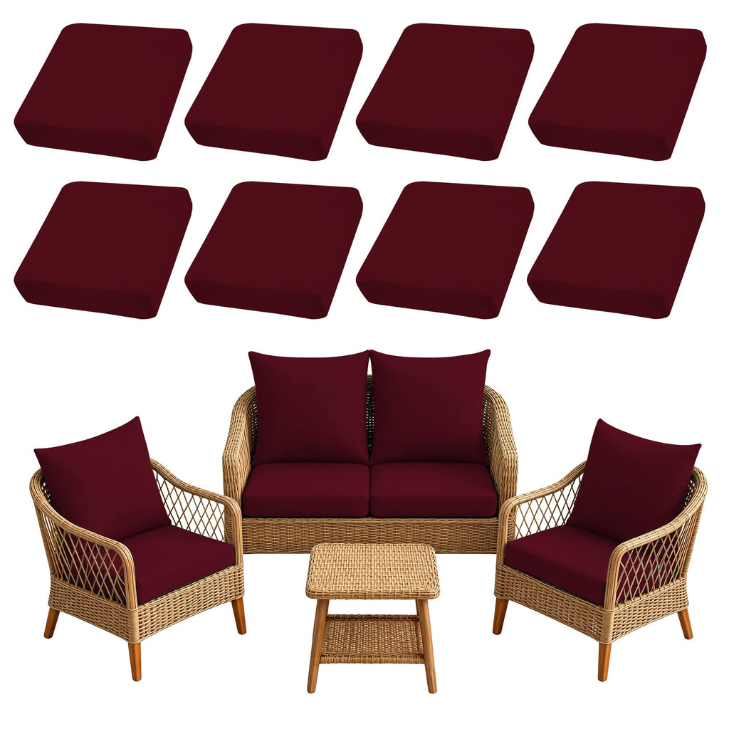 SUKAIKEQA 8PCS Patio Cushion Covers.Patio Furniture Couch SeatSlipcovers