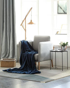 KMUSET Fleece Blanket Navy Queen Size Lightweight Cozy Plush Microfiber Solid Bed Blanket Factory Shop