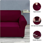 Joccun Christmas Stretch Loveseat Couch Cover Slipcover, 1-Piece Sofa Cover for 2 Cushion Couch Spandex Jacquard Washable Furniture Protector Cover for Living Room,Kids,Pets（Loveseat,Burgundy）