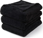 BEDELITE Fleece Blanket Black Full Blankets for Couch & Bed, Luxury Plush Cozy Fuzzy Blanket 84" x 90", Super Soft Warm Lightweight Throw Blanket for Travel Camping