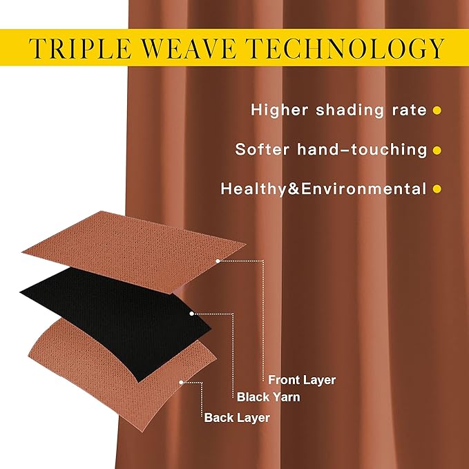NICETOWN Blackout Large Window Curtains 84 inches Long - Grommet Room Darkening Sliding Door Thermal Curtains & Drapes Sound Block for Bedroom/Living Room (Burnt Orange, 2 Panels, W66 x L84)
