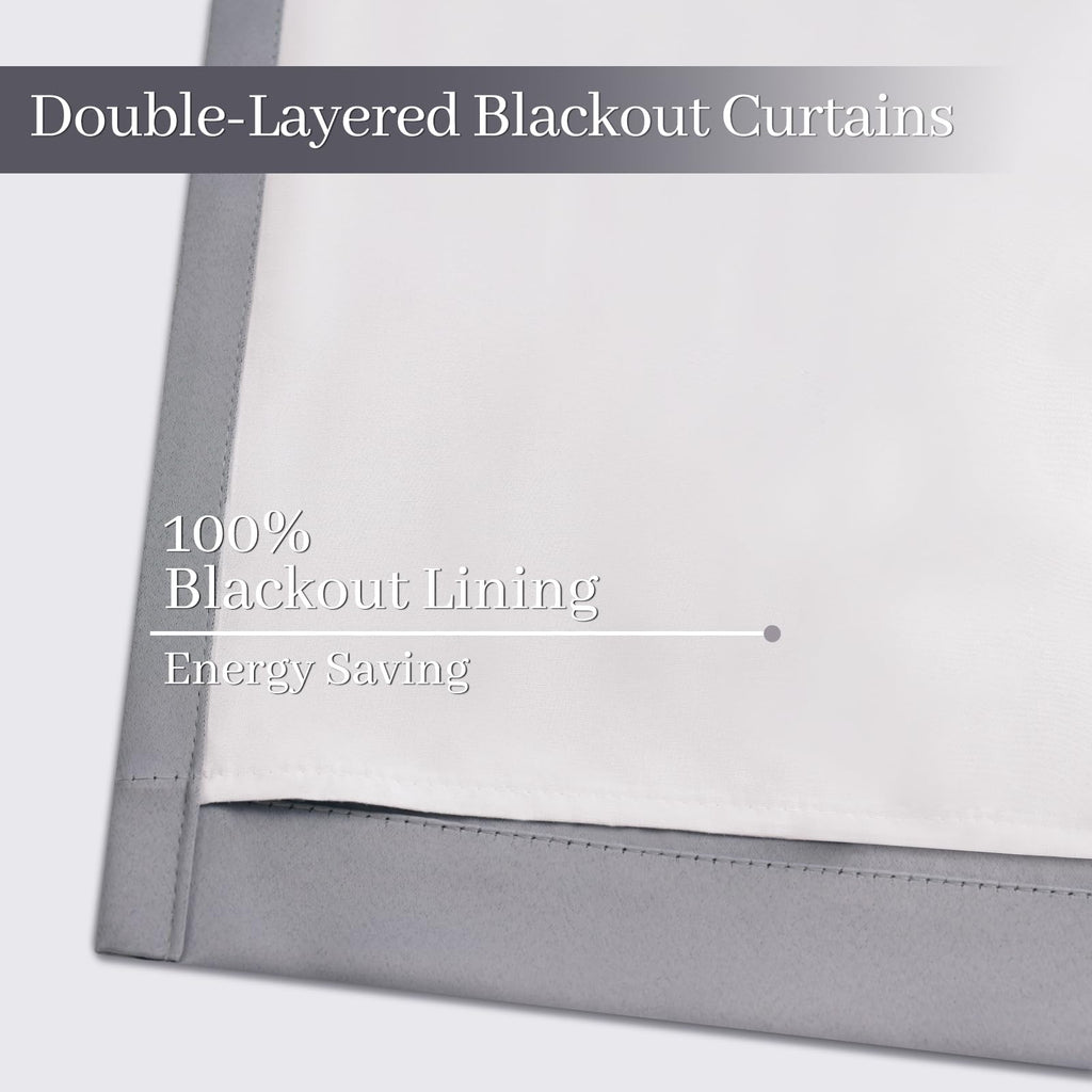 Yakamok Grey 100% Blackout Curtains 38x84 inch Long Gray Drapes-Bedroom