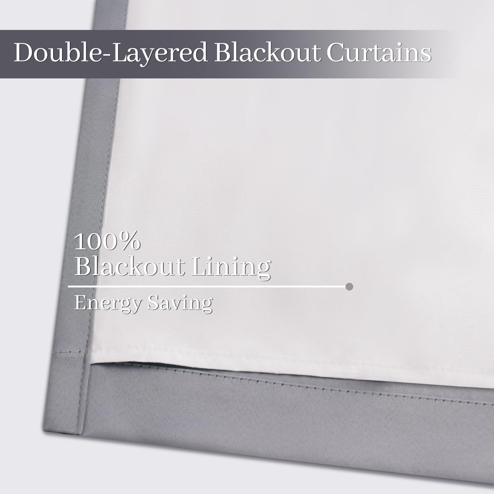 Yakamok Grey 100% Blackout Curtains 38x84 inch Long Gray Drapes-Bedroom