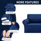 Cupuamon 2026 New Stretch Oversized Sofa Slipcovers Couch Sofa Cover for 4 Seater Furniture Protector Covers with Elastic Bottom Jacquard Fabric Small Checks for Pets, Kids - Classic Blue