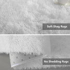 Shag Area Rugs for Bedroom Living Room,5X8 Ultra Soft White Fluffy Area Rugs for Dorm, Indoor Carpet Nursery Rugs for Kids Room Home Decor,White