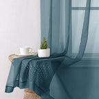 Aiyufeng Dusty Blue Sheer Curtains 63 Inch Length 2 Panels Set, Light Filtering Airy Rod Pocket Dusty Blue Window Curtain Treatment Drapes for Kitchen Bedroom Living, Each 40Wx63L Inches