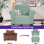 ZNSAYOTX Super Stretch Chair Slipcover (30"-47"), New Striped Sofa Chair Covers for Living Room, Dogs Pet Friendly Anti-Slip Chair Protector Spandex Armchair Slipcovers (Pea Green, Chair)
