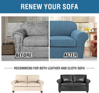 H.VERSAILTEX 3 Piece Stretch Sofa Covers for 2 Cushion Loveseat Couch Covers for Living Room Sofa Slipcovers (Base Cover Plus 2 Seat Cushion Covers) Thicker Jacquard Fabric(Medium Sofa, Dusty Blue)