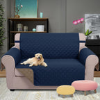 U-NICE HOME Loveseat Sofa Cover for 2 Cushion Couch, Navy/Taupe