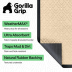 GORILLA GRIP 100% Waterproof All-Season WeatherMAX Doormat US Designed Natural Rubber, Stain and Fade Resistant, Low Profile Indoor Outdoor Door Mats, Easy Clean Patio Mat, 29x17, Modern Latte