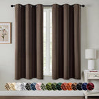 MIULEE Chocolate Brown Blackout Curtains - Bedroom Window Treatment Curtains Thermal Insulated Room Darkening Drapes for Living Room Kitchen Grommet Drapery, 40 x 45 Inches Long, 2 Panels