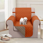 U-NICE HOME Recliner Chair Covers Reversible Chair Cover Pet Covers for Dogs with Elastic Straps Water Resistant Diamond Quilted (23''Armchair, Orange/Taupe)