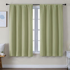 Simplebrand Ava Sage Green Blackout Curtains for Bedroom 63 Inch Length 2 Panels Set, Solid Thermal Insulated Privacy Living Room Window Treatment Curtains Blackout Drapes, W50 x L63 Inch