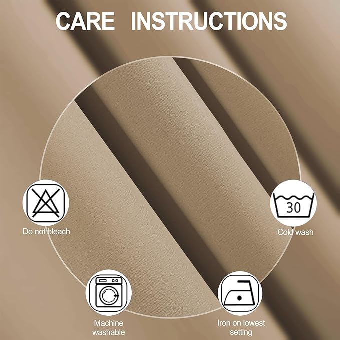 LEMOMO Natural Thermal Blackout Curtains/42 x 95 Inch/Set of 2 Panels Room Darkening Curtains for Bedroom